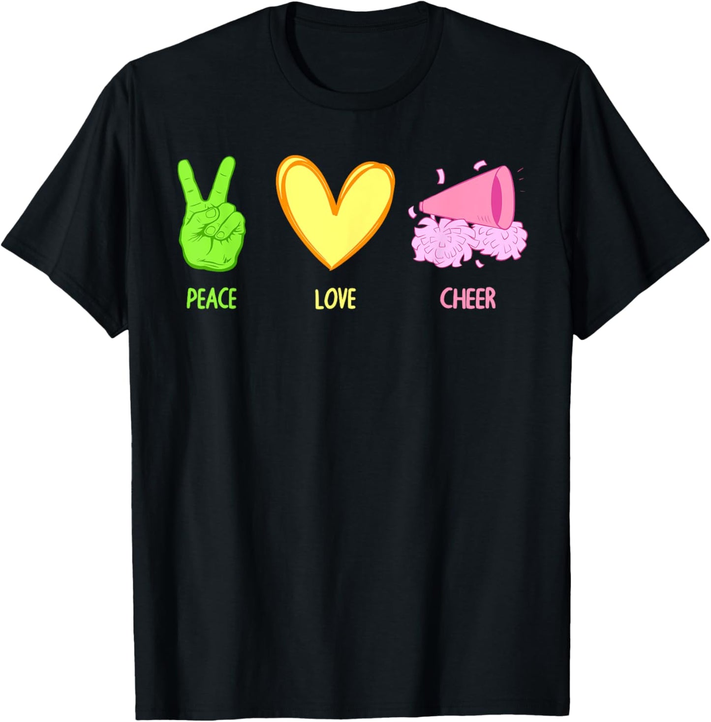Cute Cheerleader Design Girls Cheerleading Cheer T-Shirt - T-Shirt | Black