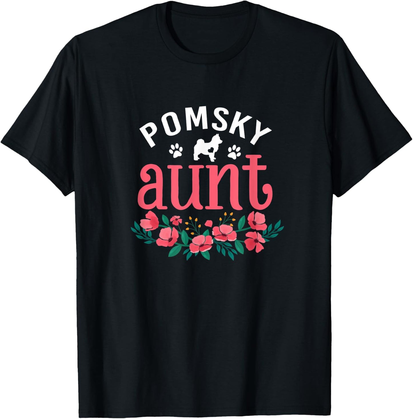 Pomsky Dog Aunt Gifts For Mom Dog Pet Lover Christmas T-Shirt - T-Shirt | Black