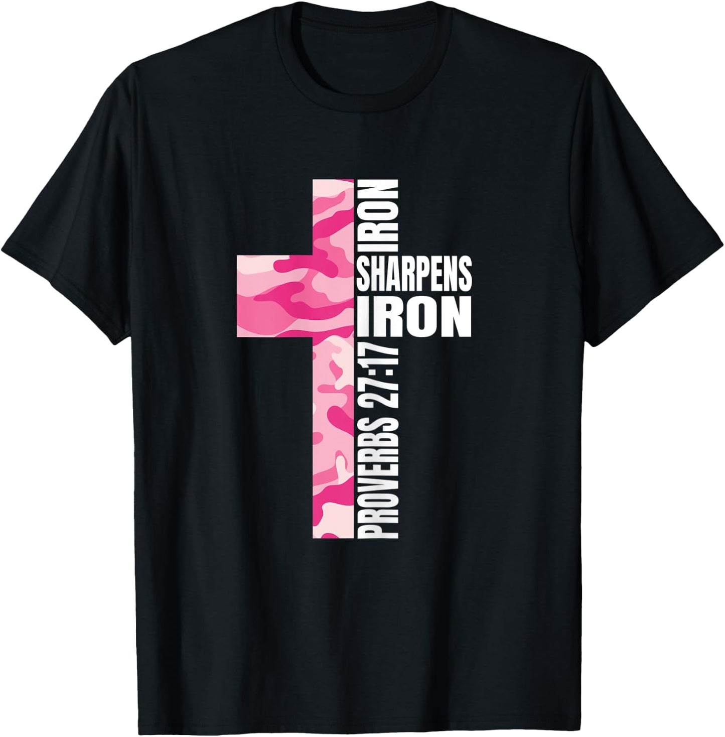 Pink Camo Cross Christian Best Friend Bible Verse Graphic T-Shirt - T-Shirt | Black