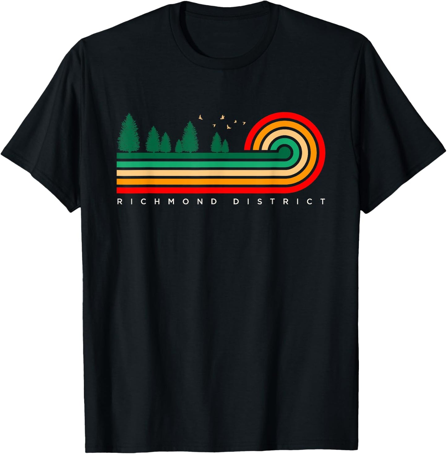 Evergreen Vintage Stripes Richmond District, California T-Shirt - T-Shirt | Black