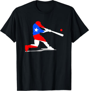 Puerto Rico Baseball PR Batter Classic Flag Boricua Sport T-Shirt - T-Shirt | Black