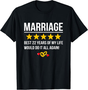 Couples Married 22 Years - Funny 22nd Wedding Anniversary T-Shirt - T-Shirt | Black