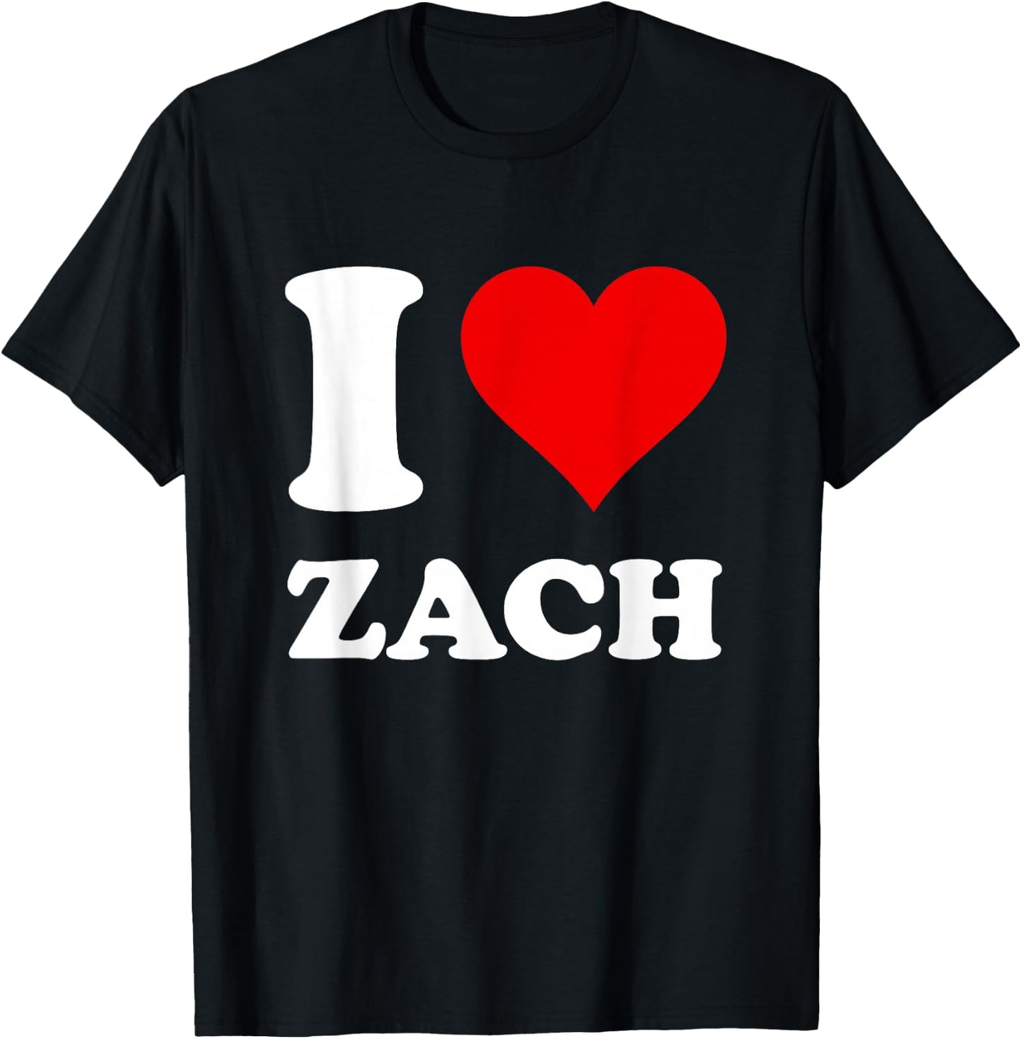 Red Heart I Love Zach T-Shirt - T-Shirt | Black