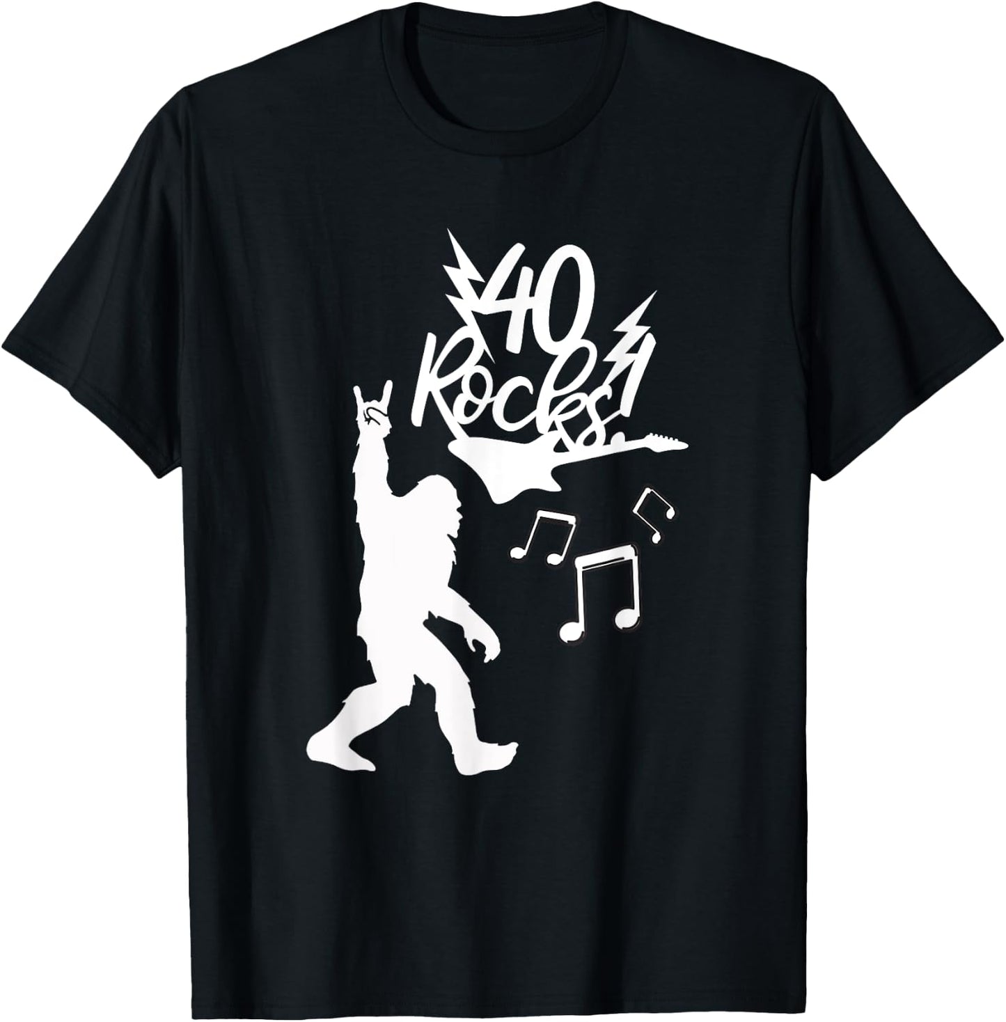 Rockin' Bigfoot 40th Birthday 40 Rock Hand Rock Music Fans T-Shirt - T-Shirt | Black