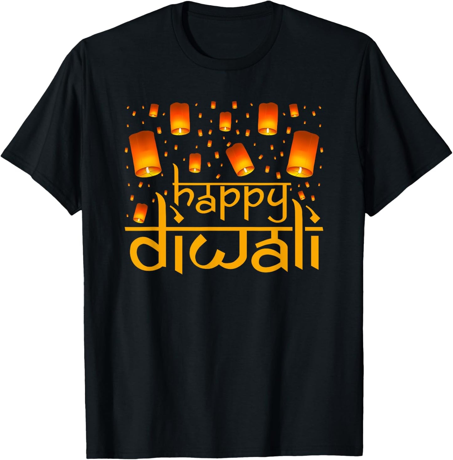 Lantern Happy Diwali Festival of Light T-Shirt - T-Shirt | Black