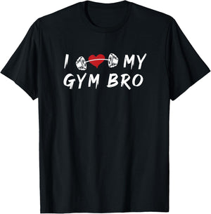 I Love My Gym Bro Fitness Workout Heart T-Shirt - T-Shirt | Black