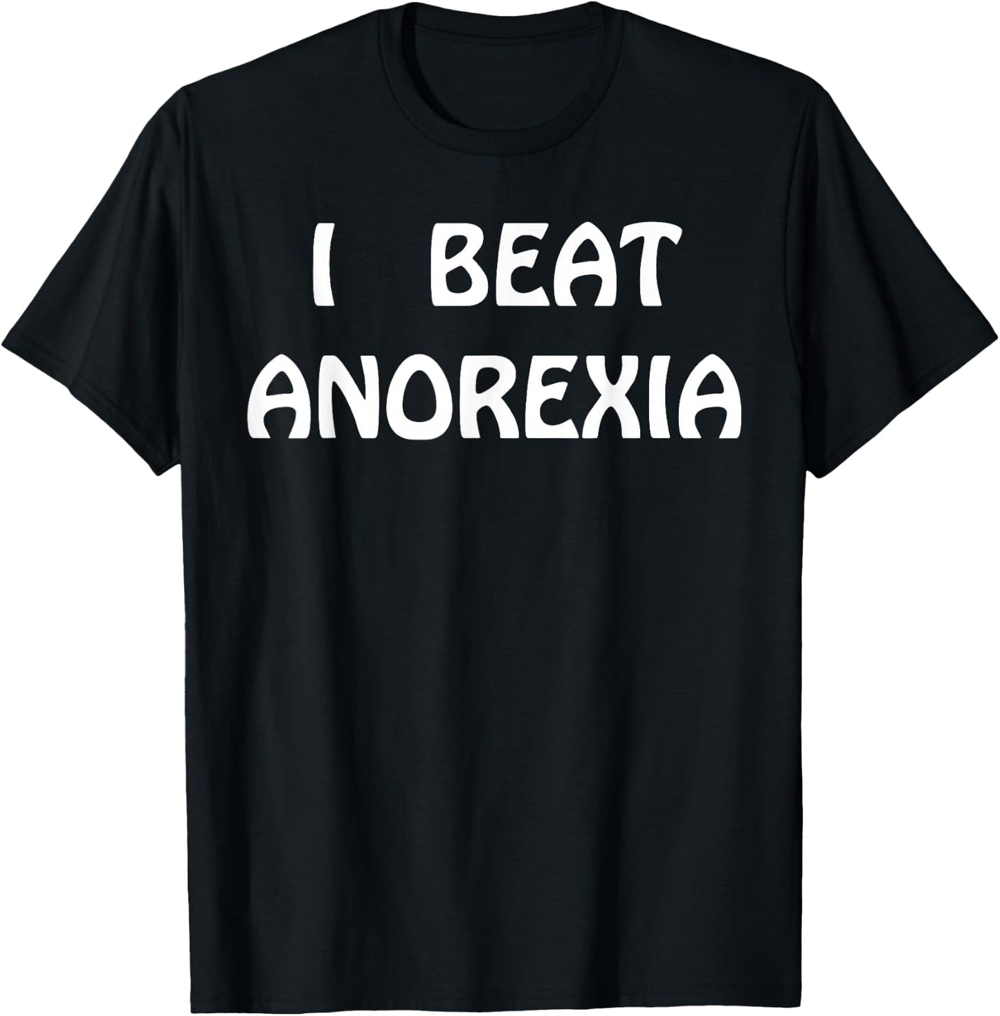 Funny I Beat Anorexia Shirt - Kids - Black - Animal - Short Sleeve - - Regular Fit - Small T-Shirt - T-Shirt | Black