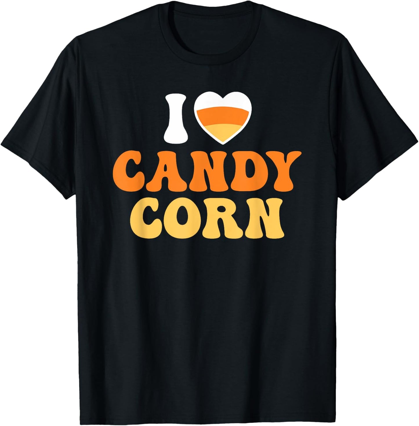 I Love Candy Corn Heart Funny Halloween T-Shirt - T-Shirt | Black