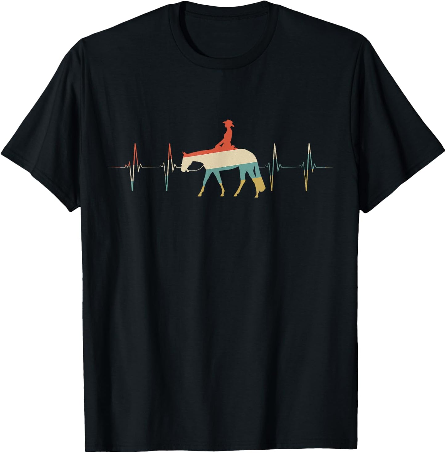 Western Pleasure Heartbeat Retro ECG EKG T-Shirt - T-Shirt | Black