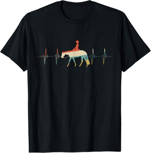 Western Pleasure Heartbeat Retro ECG EKG T-Shirt - T-Shirt | Black