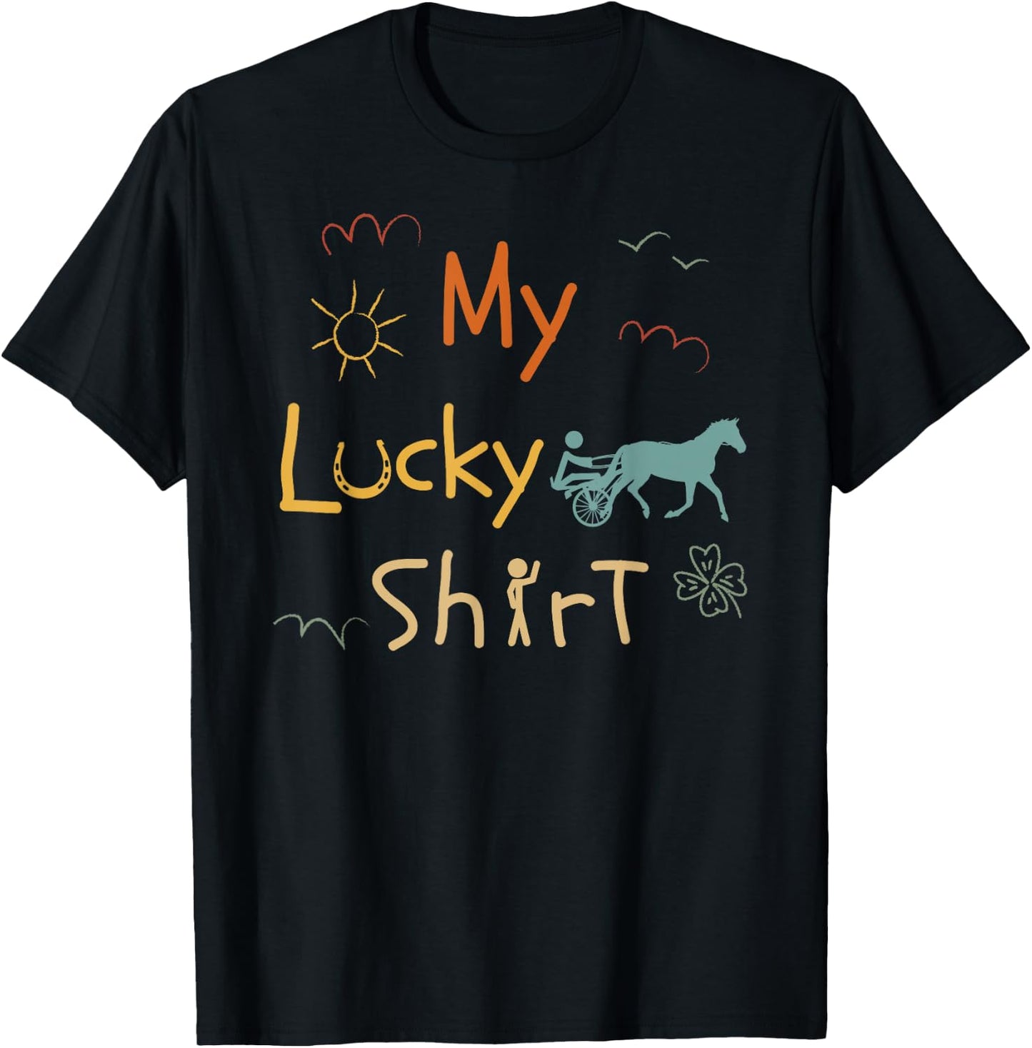 Harness-Racing Trotting-horse Funny Vintage Trotting-race T-Shirt - T-Shirt | Black