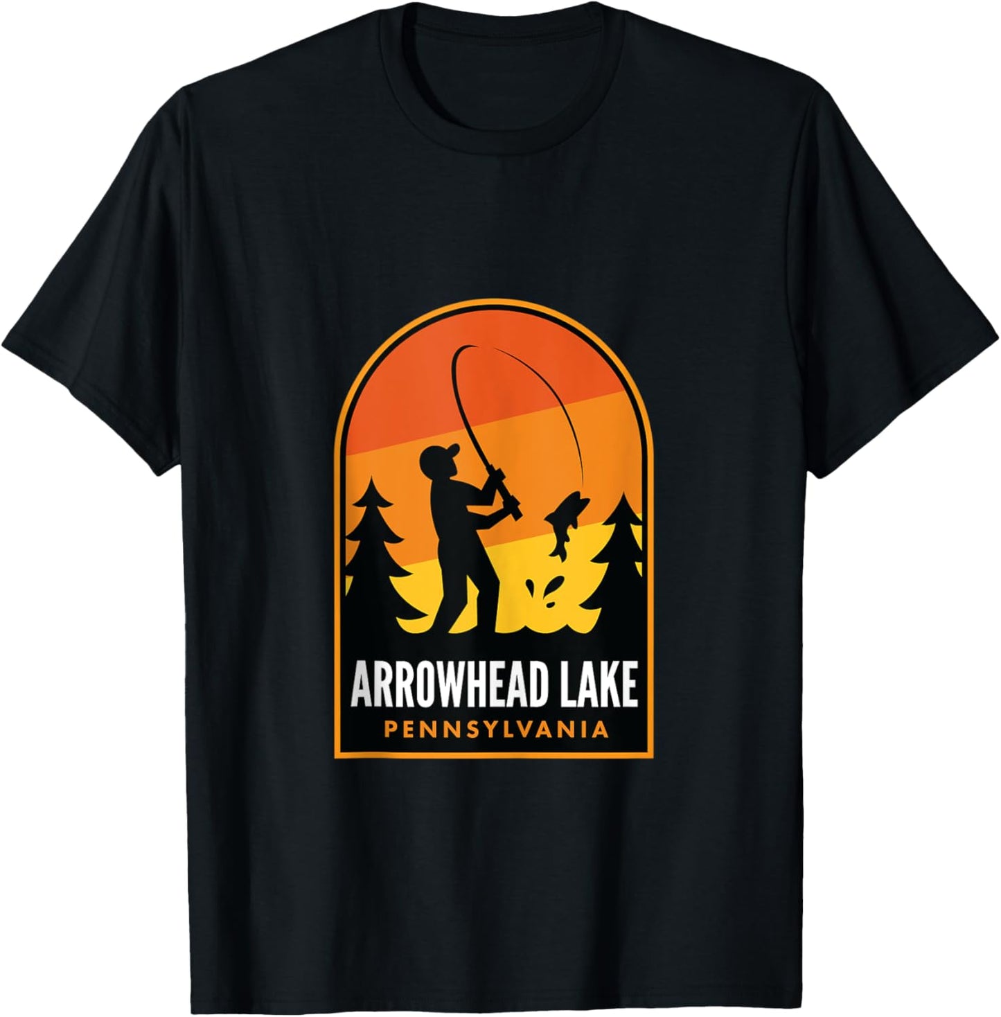 Arrowhead Lake Pennsylvania Fishing T-Shirt - T-Shirt | Black