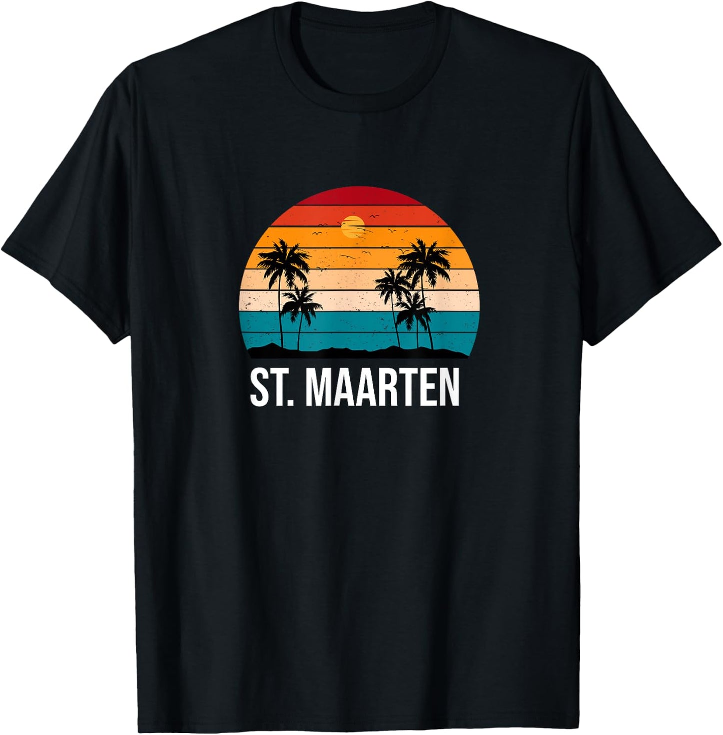 St. Maarten Vacation Souvenir Sun Palm Tree Beach Ocean T-Shirt - T-Shirt | Black