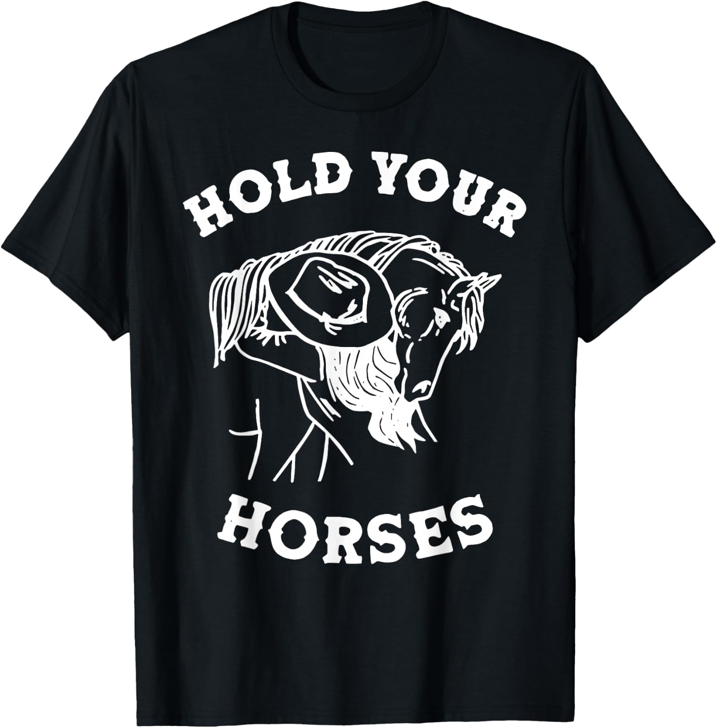 Retro Western Girl Hold Your Horses Horseback Riding Horses T-Shirt - T-Shirt | Black