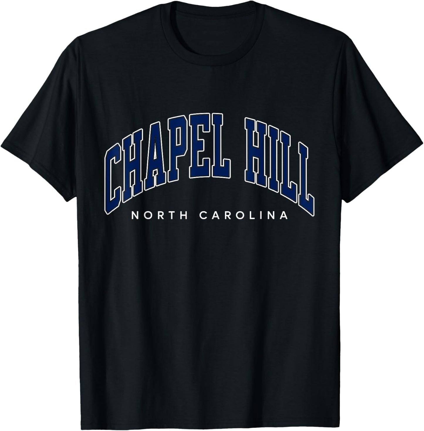 Chapel Hill North Carolina NC Varsity Style Navy Text T-Shirt - T-Shirt | Black