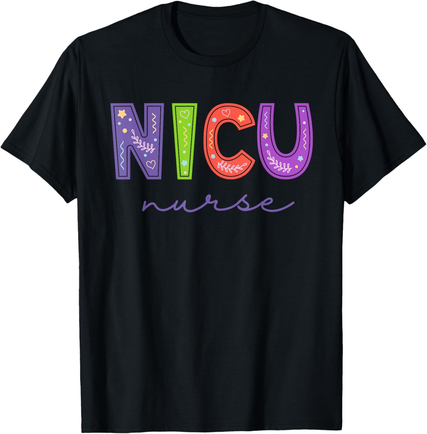 Groovy NICU Nurse ICU Neonatal Team Tiny Humans For T-Shirt - T-Shirt | Black