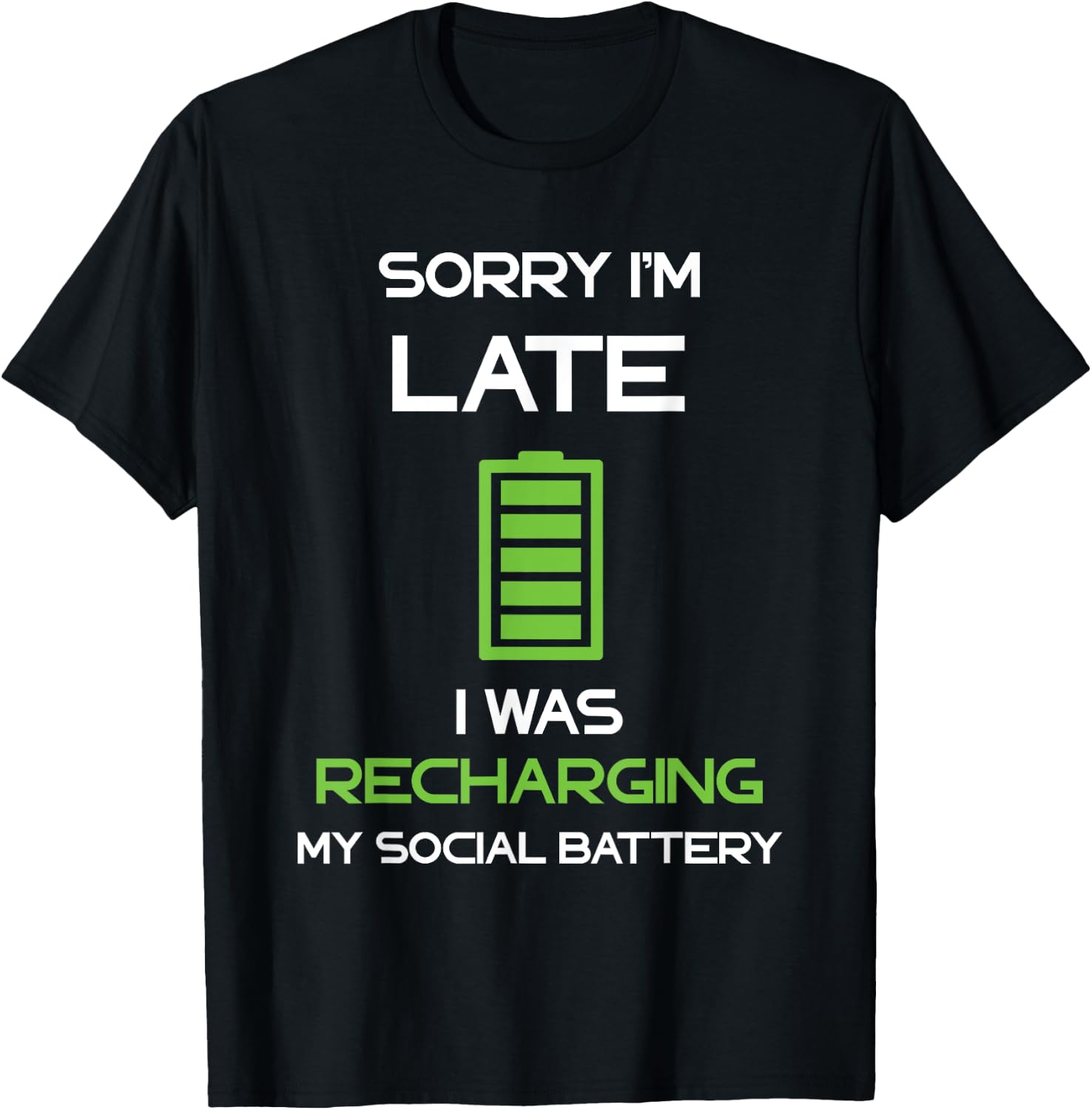 Social Battery Recharging Introverted Anti Social Sarcastic T-Shirt - T-Shirt | Black