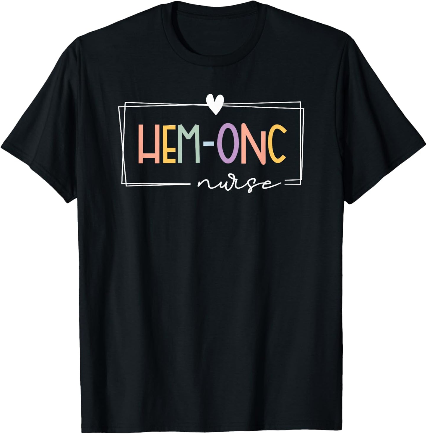 Retro Hem-Onc Hematology Oncology Pediatric Rainbow Nurse T-Shirt - T-Shirt | Black