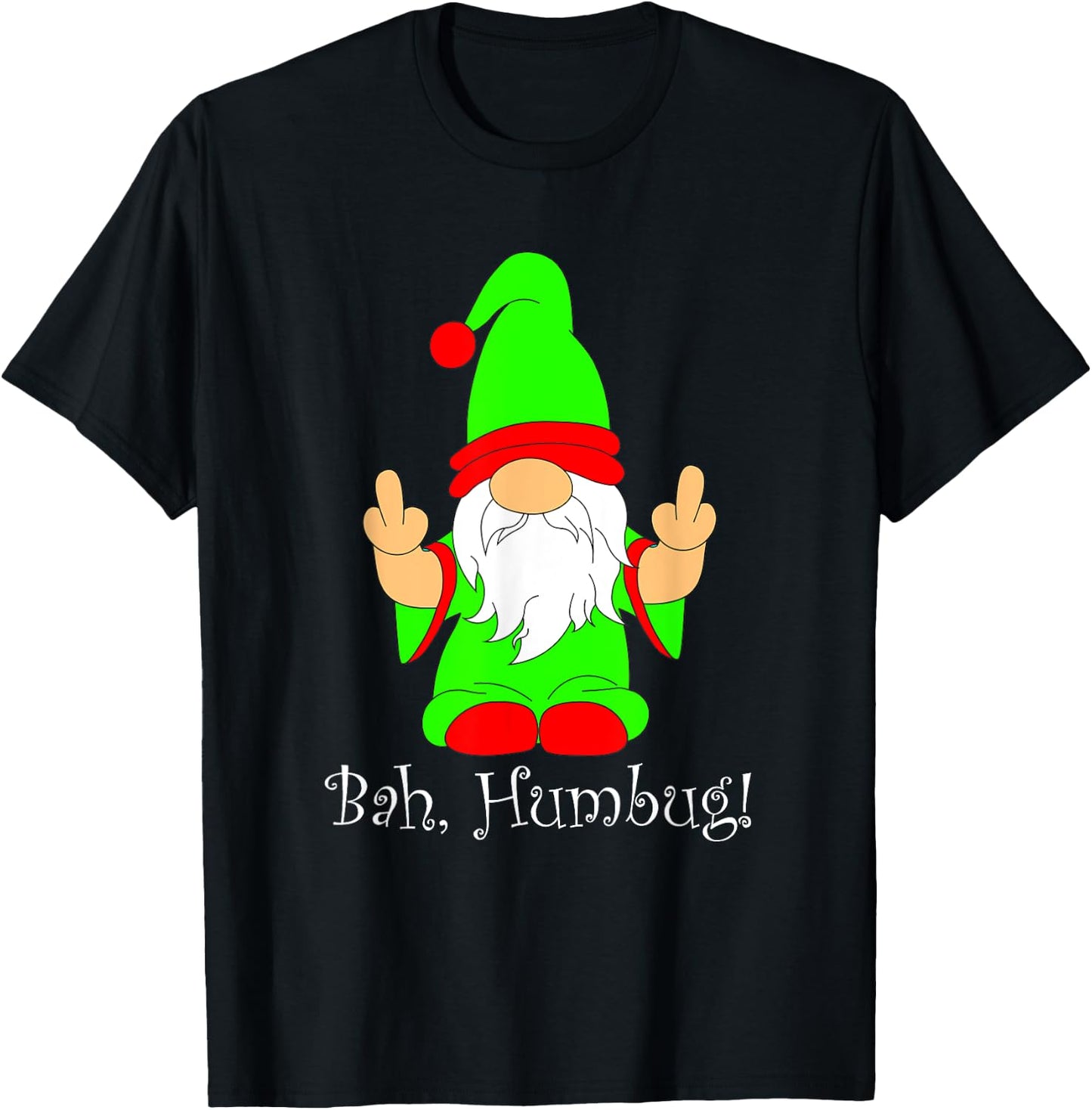 Bah Humbug, Funny Grumpy Christmas Scrooge Gnome T-Shirt - T-Shirt | Black