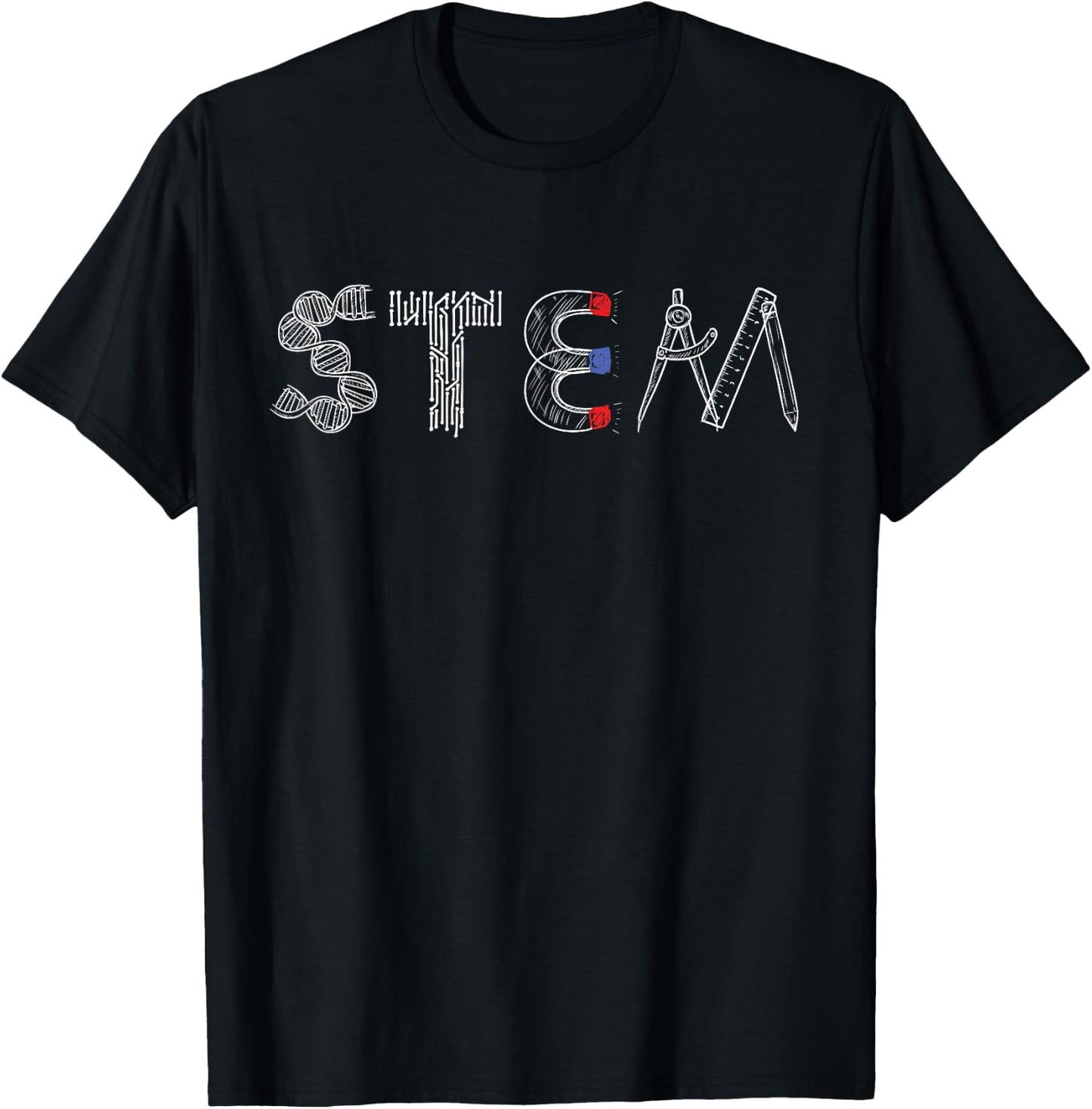 ETHRLO STEM Science, Technology, Engineering, Math - Black, Small, Short Sleeve, , Classic Fit, Lace Embellishment, All Seasons, 1 Count T-Shirt - T-Shirt | Black