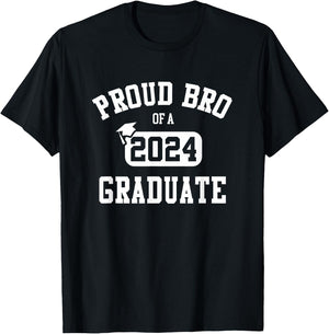 Proud Bro Of 2024 Graduate Brother Class of 2024 Graduation T-Shirt - T-Shirt | Black