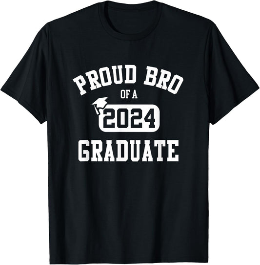 Proud Bro Of 2024 Graduate Brother Class of 2024 Graduation T-Shirt - T-Shirt | Black