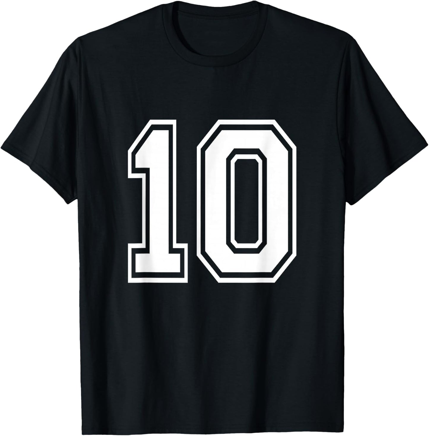 Number 10 Front + Back Varsity Sports Team 10th Birthday T-Shirt - T-Shirt | Black
