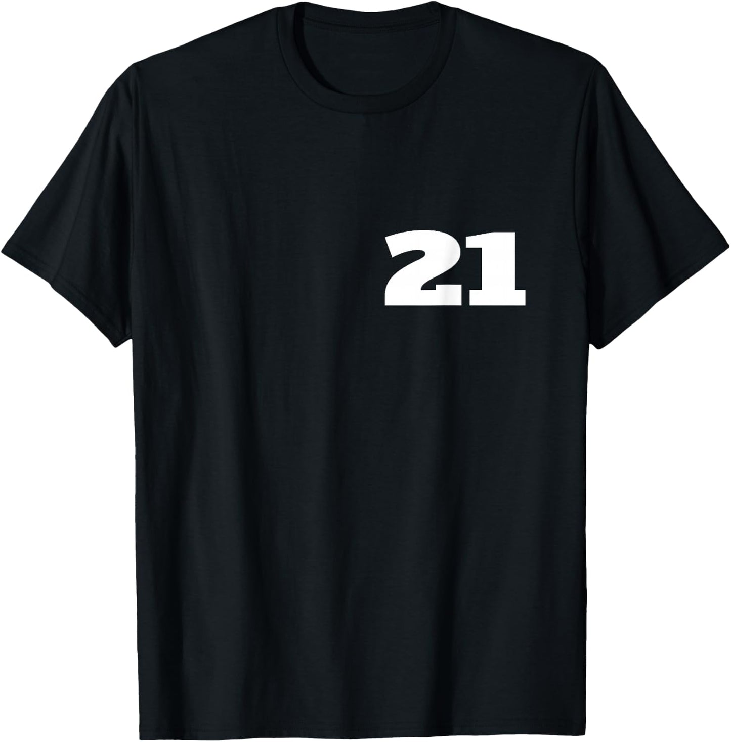 Number 21 Twenty-one Sports Team FRONT AND BACK PRINT T-Shirt - T-Shirt | Black