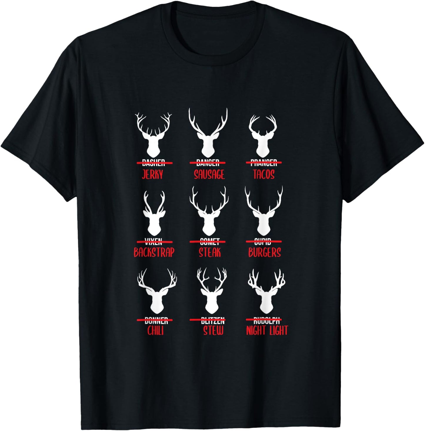 Funny Christmas Santa Reindeer List Pajamas for Deer Hunters T-Shirt - T-Shirt | Black