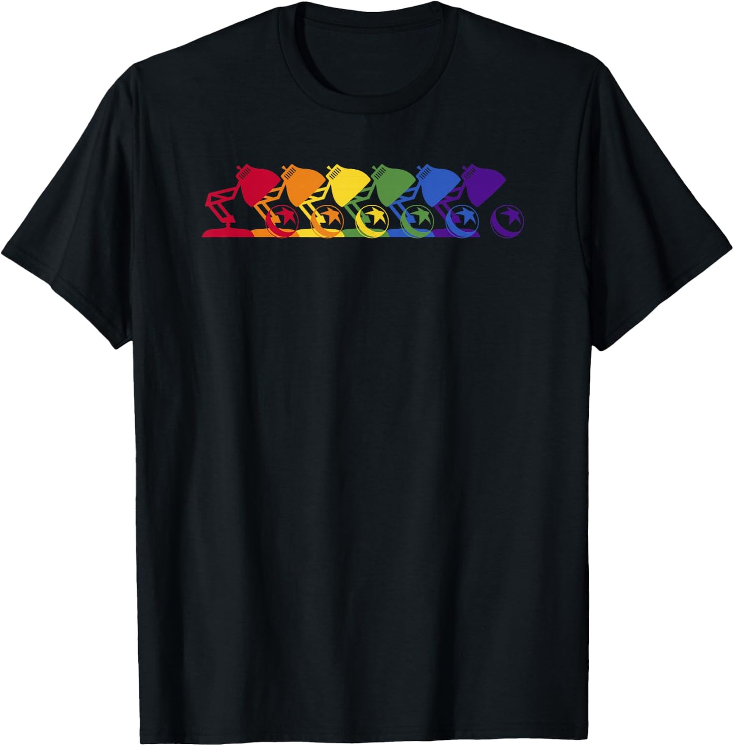 Disney Pixar Repeating Rainbow Pixar Logo T-Shirt - T-Shirt | Black