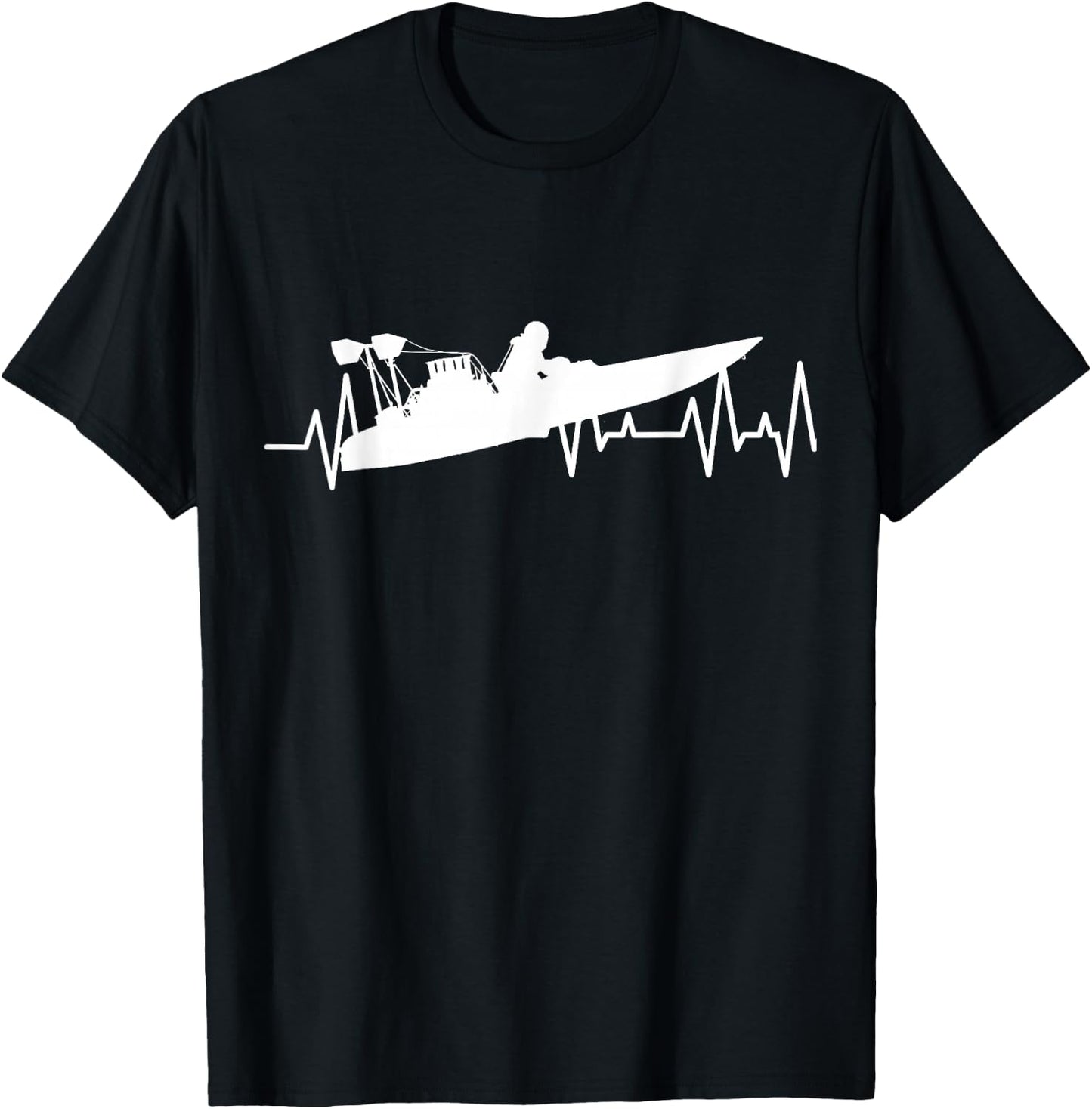 Drag Boat Racing Heartbeat ECG Drag Boat Racer T-Shirt - T-Shirt | Black