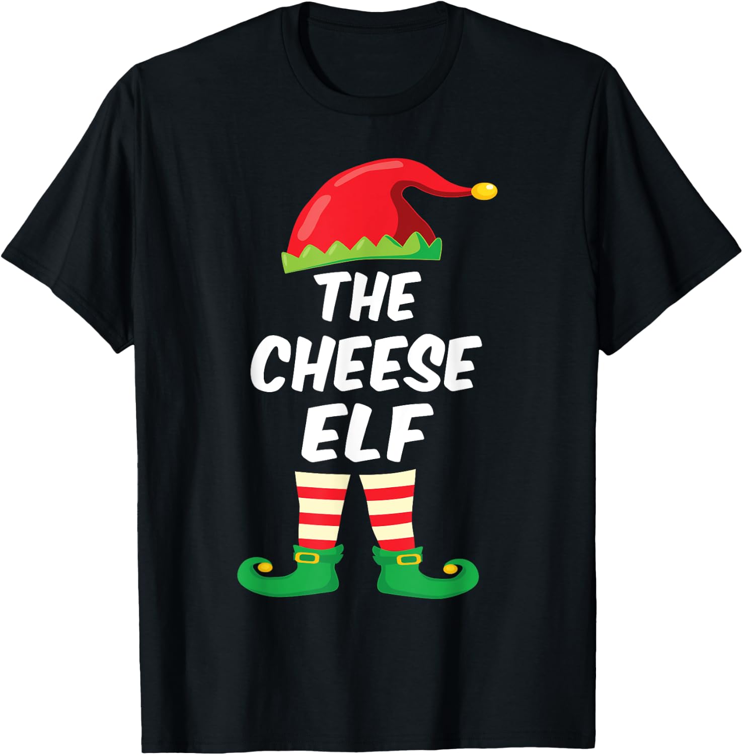 The Cheese Elf Family Matching Funny Christmas Costume T-Shirt - T-Shirt | Black