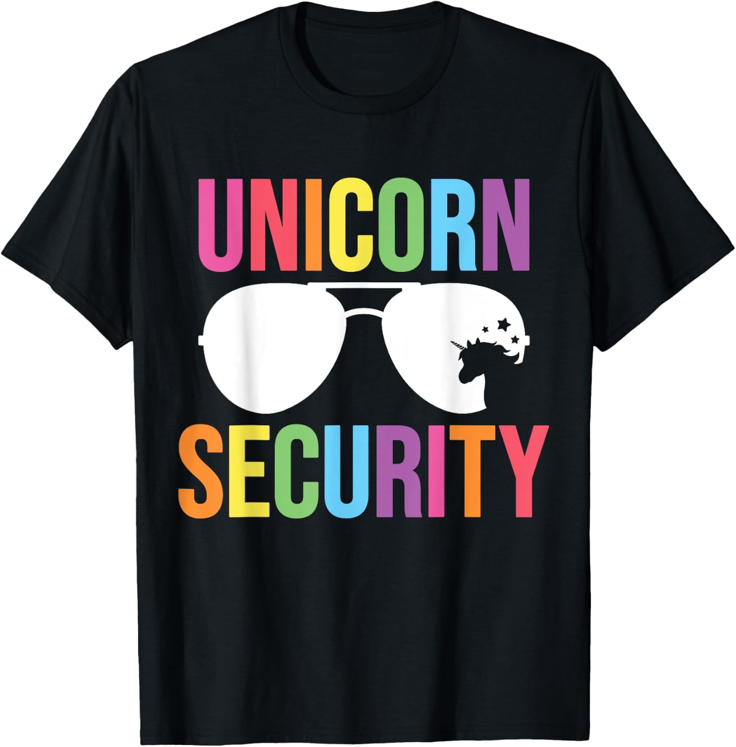 Unicorn Security Birthday Family Halloween Costume Dad Mom T-Shirt - T-Shirt | Black