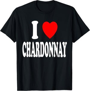 I Heart (Love) Chardonnay T-Shirt - T-Shirt | Black
