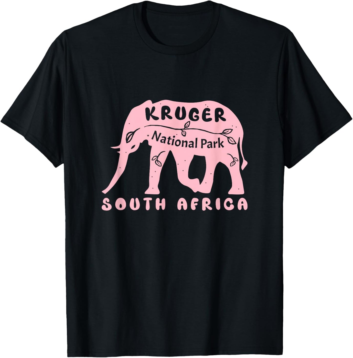 Kruger National Park South Africa Elephant Pink T-Shirt - T-Shirt | Black