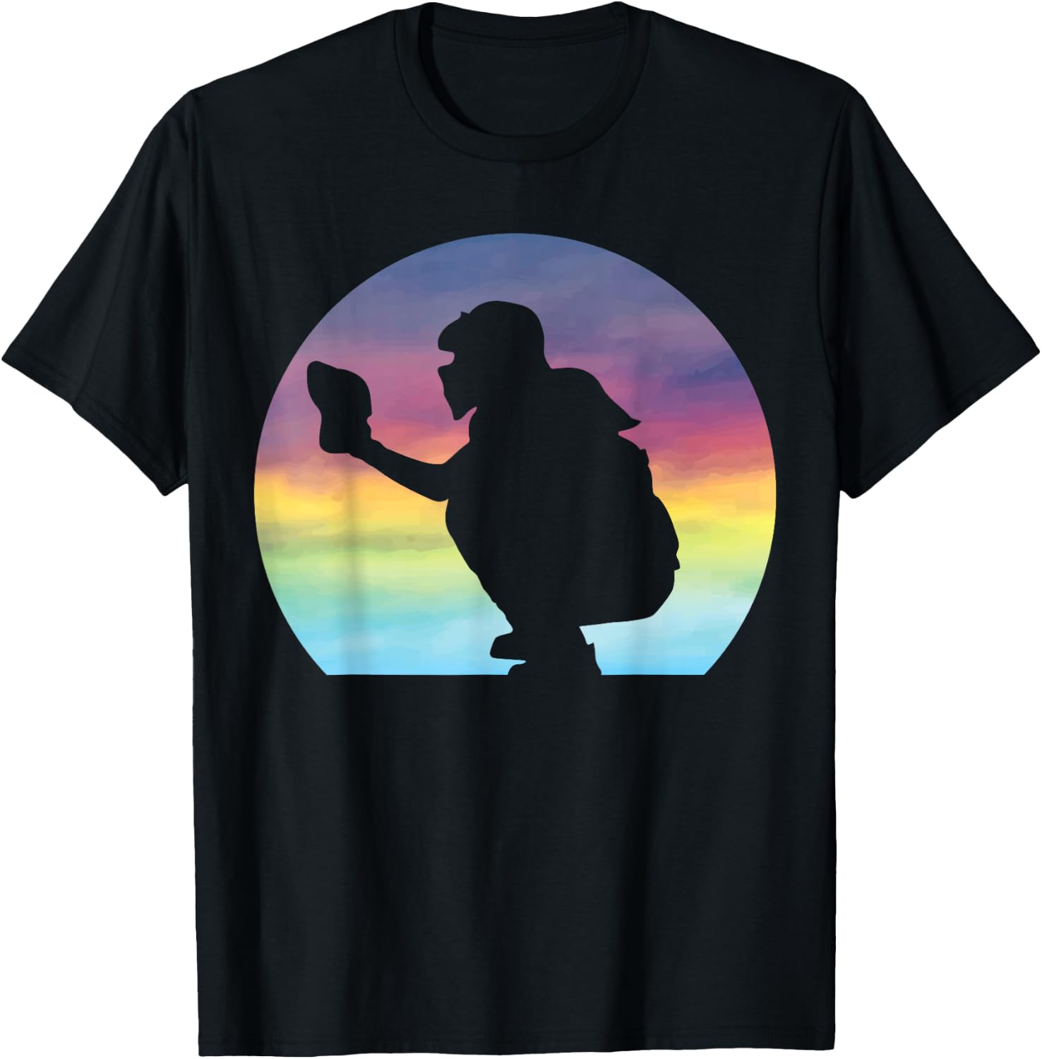 Women's Softball Catcher Silhouette Girls Softball Lover T-Shirt - T-Shirt | Black