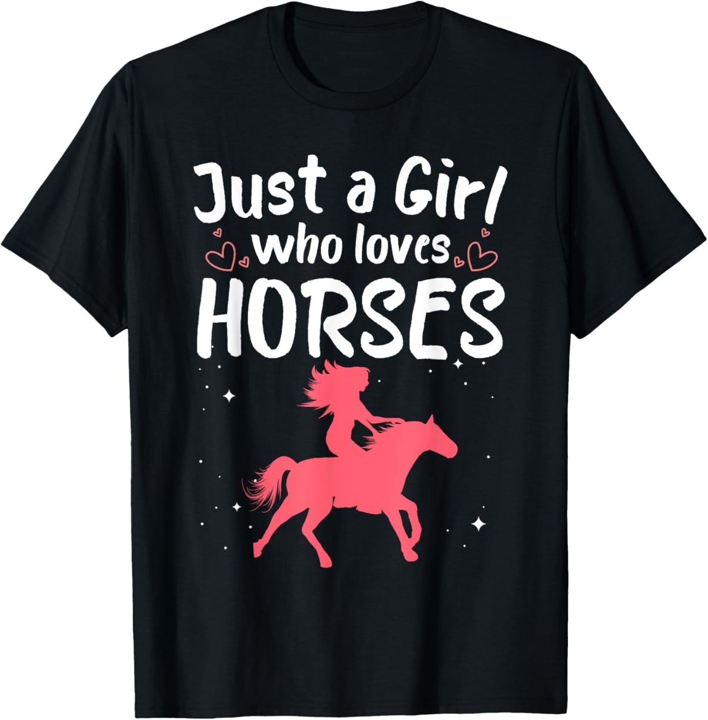 Cute Horse Design Girls Horse Riding Equestrian T-Shirt - T-Shirt | Black