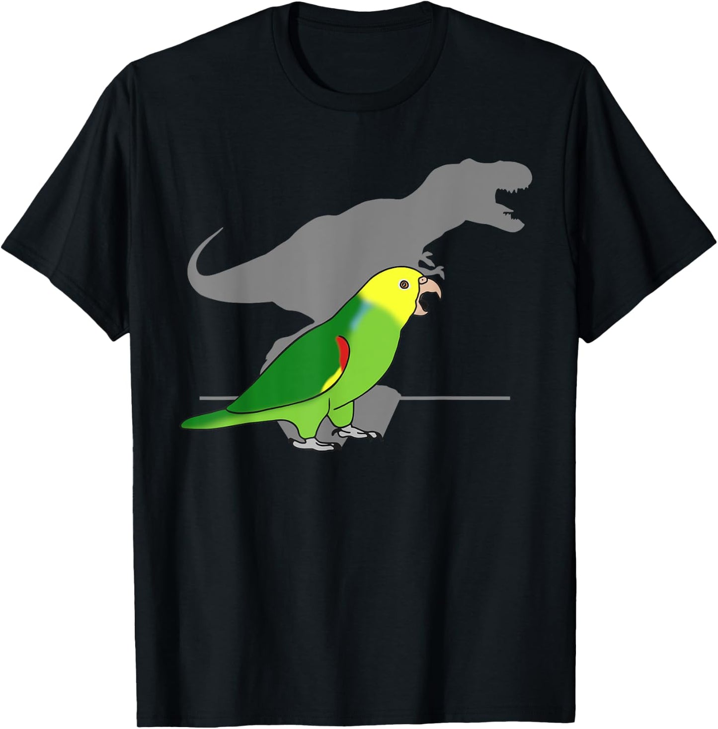 Double Yellow Headed Amazon T-rex Birb Memes Dinosaur Parrot T-Shirt - T-Shirt | Black