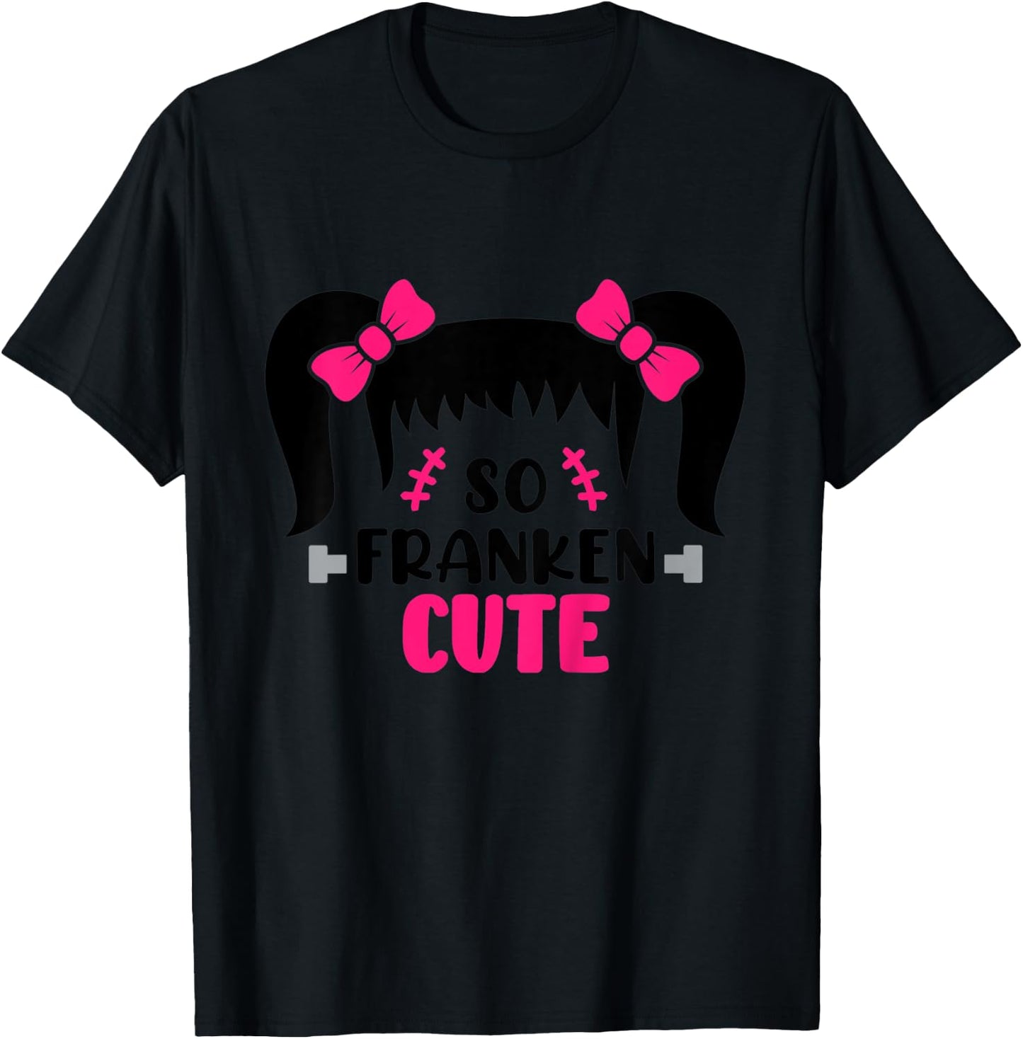 Kids So Franken Cute Toddler Girl Halloween Costume Scary Funny T-Shirt - T-Shirt | Black
