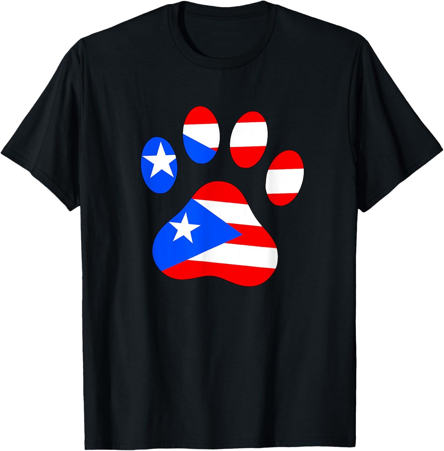 Funny Dog Paw Puerto Rico PR Flag Puerto Rican Boricua Puppy T-Shirt - T-Shirt | Black