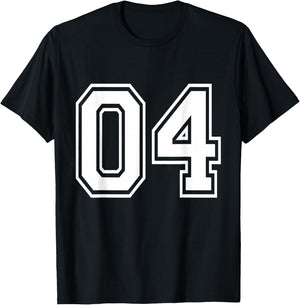 Number 04 Varsity Sports Team Jersey 4th Birthday 4 Years T-Shirt - T-Shirt | Black