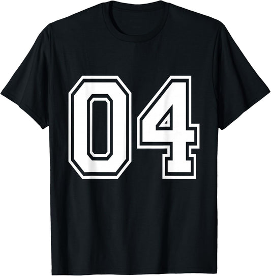 Number 04 Varsity Sports Team Jersey 4th Birthday 4 Years T-Shirt - T-Shirt | Black