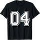 Number 04 Varsity Sports Team Jersey 4th Birthday 4 Years T-Shirt - T-Shirt | Black