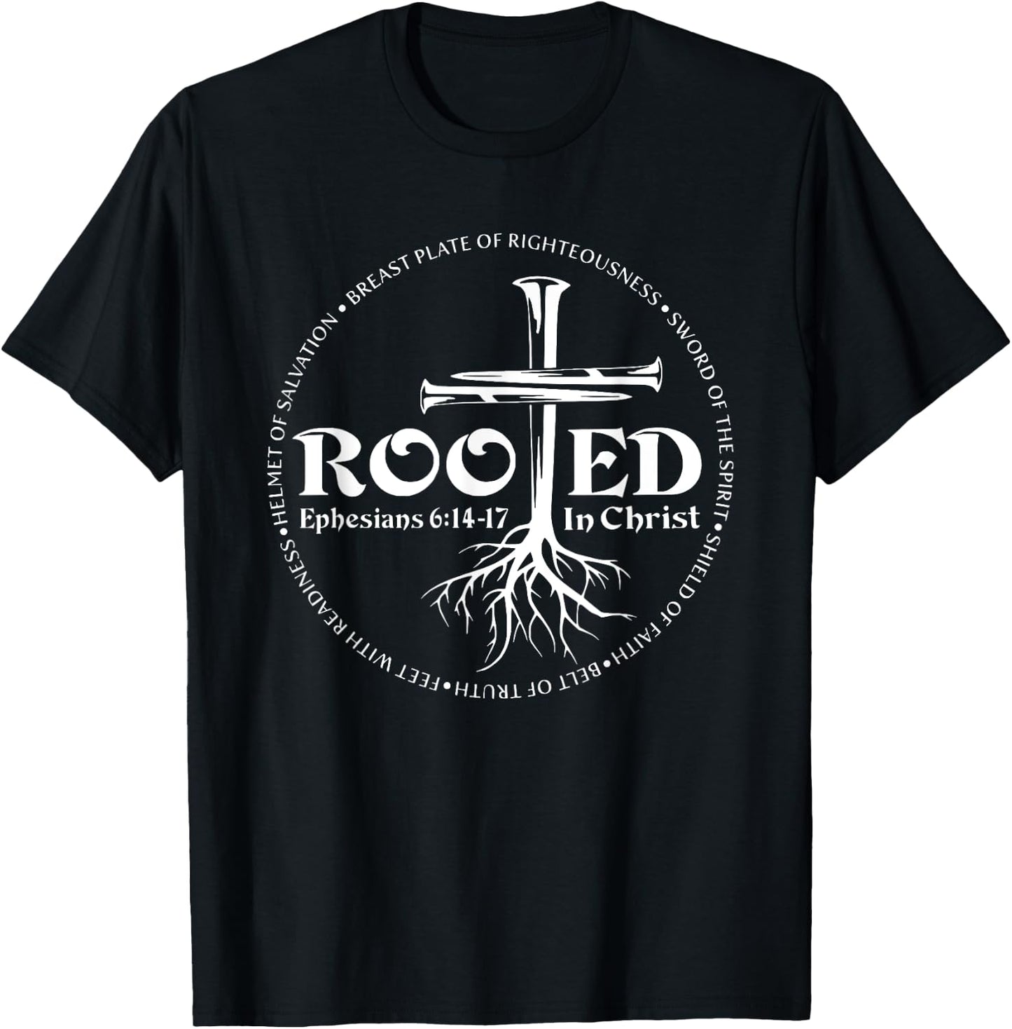 Rooted In Christ, Man Of Faith, Cross Nails T-Shirt - T-Shirt | Black