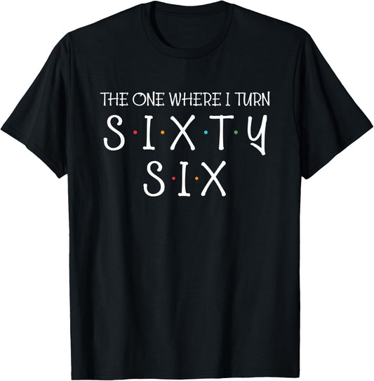 The One Where I Turn Sixty Six Funny 66th Birthday Party T-Shirt - T-Shirt | Black