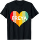 Kids Girls Freya Name Heart | Retro Vintage T-Shirt - T-Shirt | Black