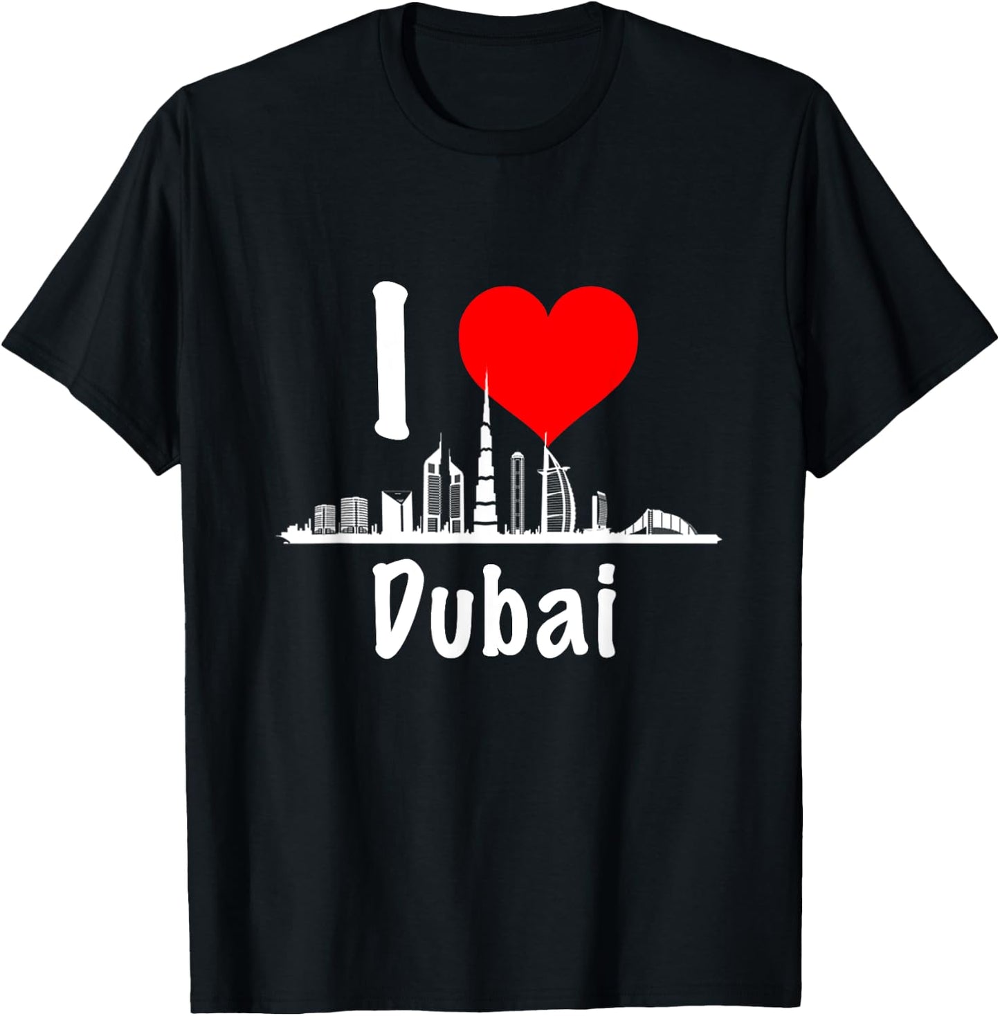 I Love Dubai UAE United Arab Emirates Skyscrapers Heart T-Shirt - T-Shirt | Black