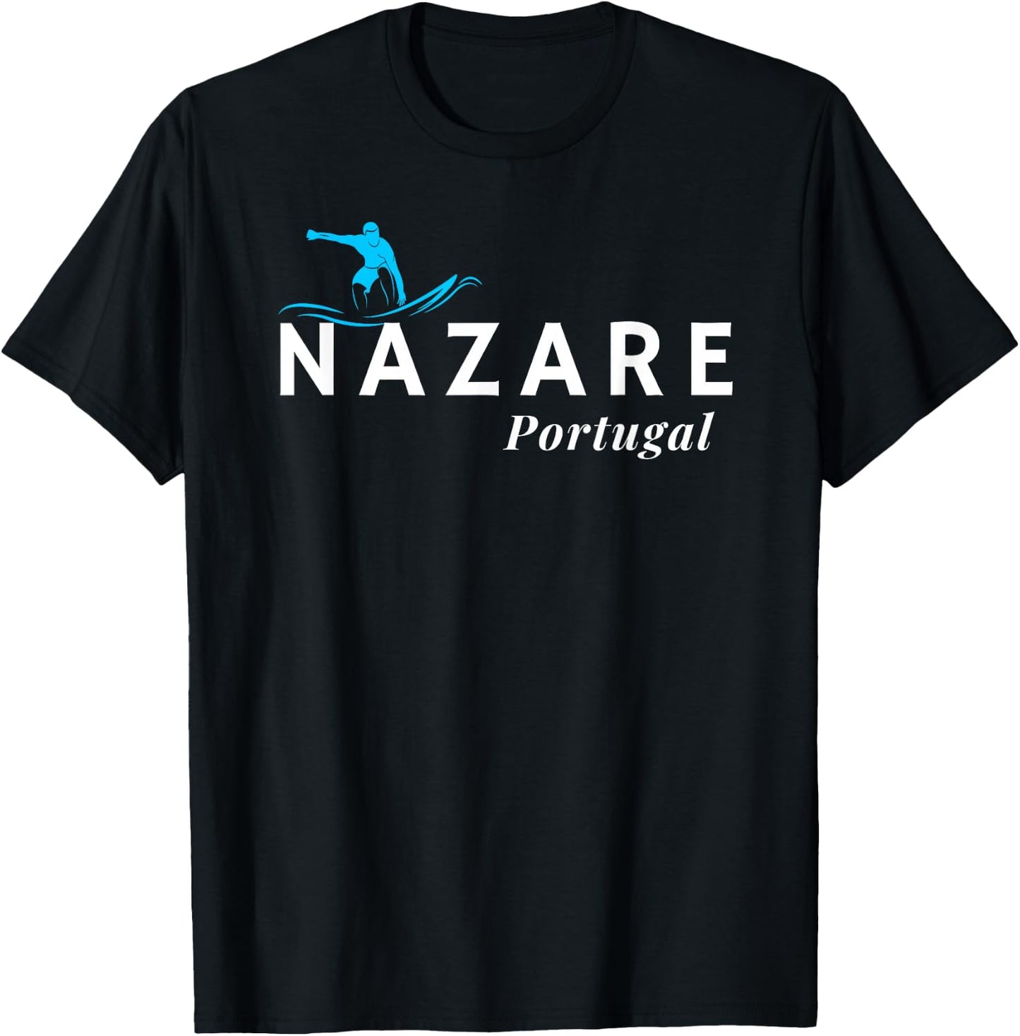 Nazare Portugal Wave Surf Surfing Surfer T-Shirt - T-Shirt | Black