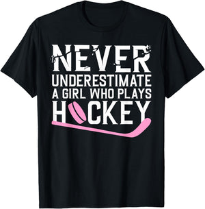 Funny Hockey Girls Ice Hockey Player Hockey Lovers T-Shirt - T-Shirt | Black