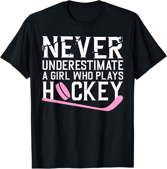 Funny Hockey Girls Ice Hockey Player Hockey Lovers T-Shirt - T-Shirt | Black